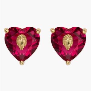 KURT GEIGER Crystal Heart Stud Earrings - Fuchsia (NWT)
